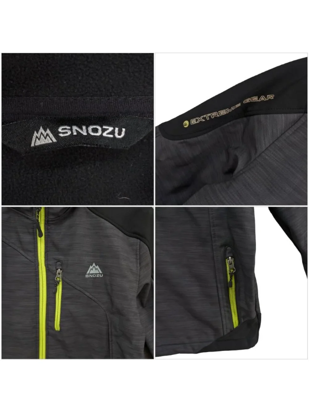 Snozu Extreme Gear Jacket Boys Black Grey Full Zip Fleece Lined Size L 14/16